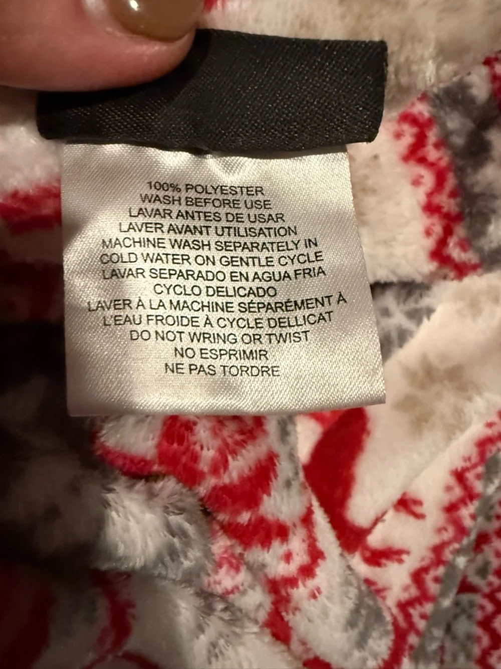 Cozy Holiday Reindeer Fleece Blanket - Red, White, Gray- King Size